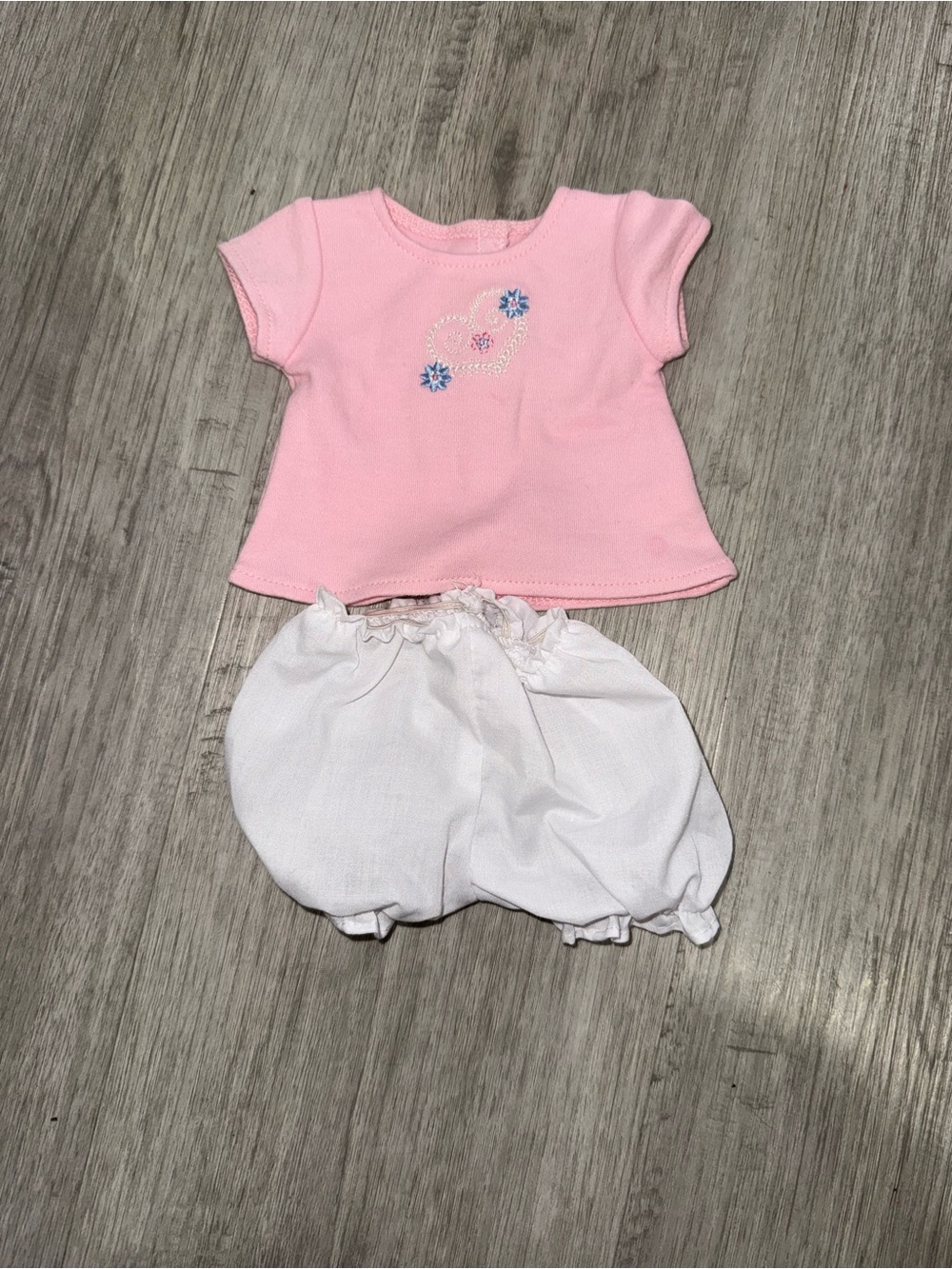 American Girl Pink Top with White Bloomers Set